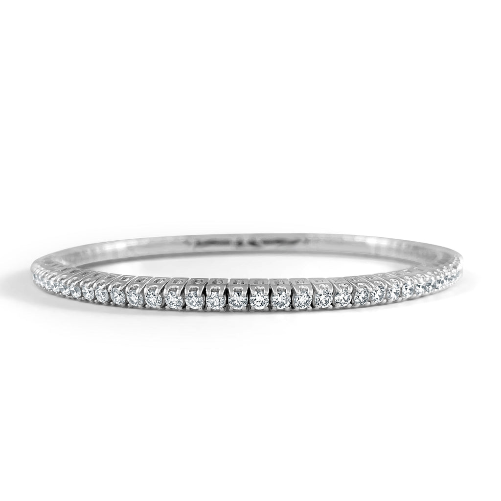 14K Gold Diamond Stretch Bracelet - White