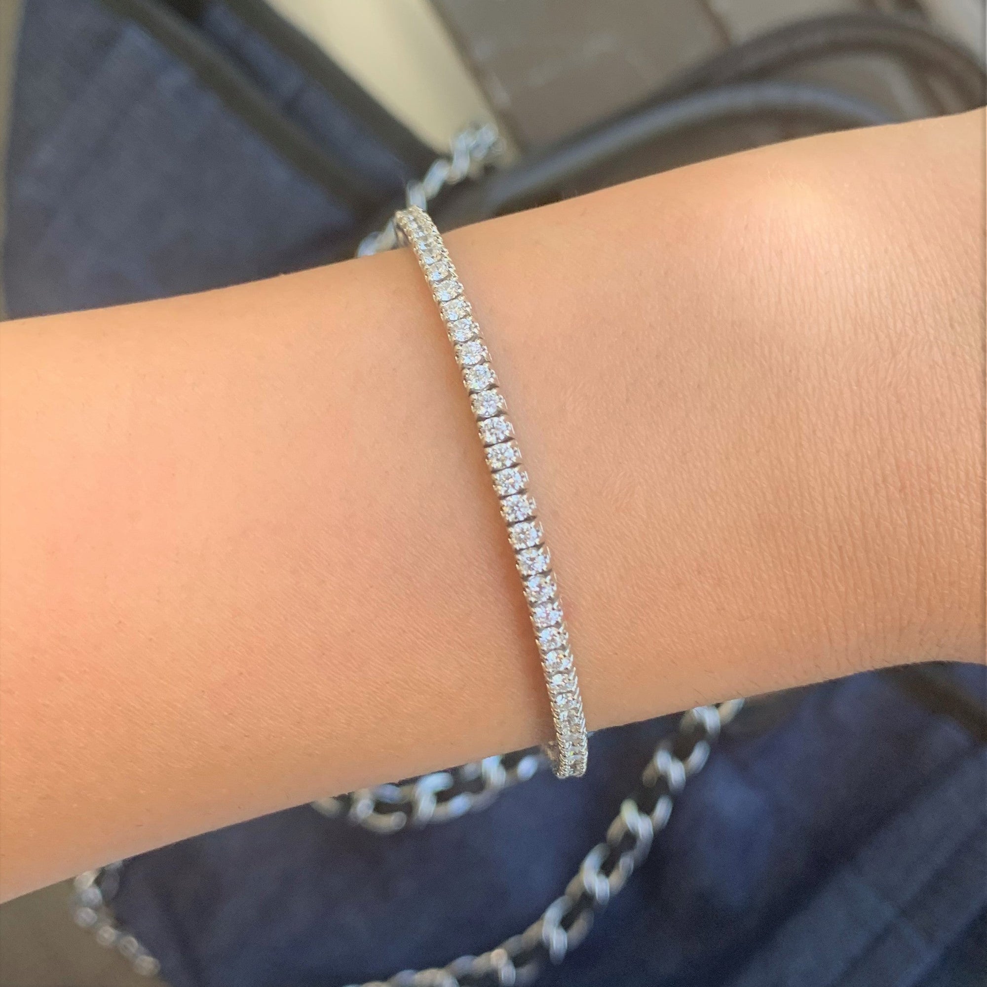 14K Gold Diamond Stretch Bracelet