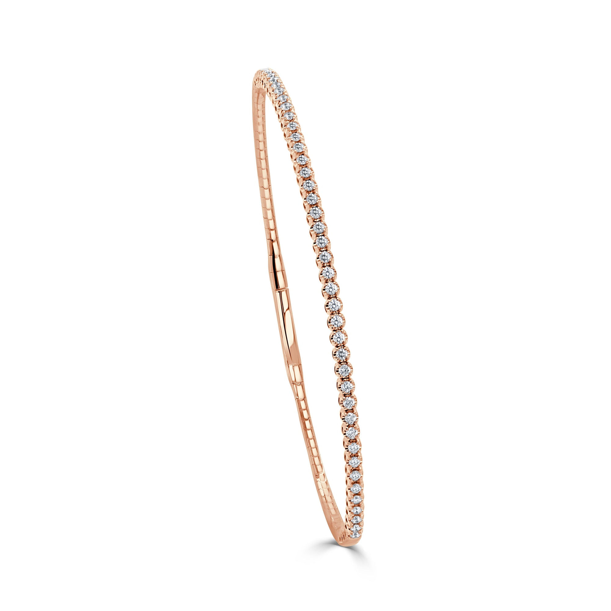 14K Gold Diamond Flexible Bangle - Rose