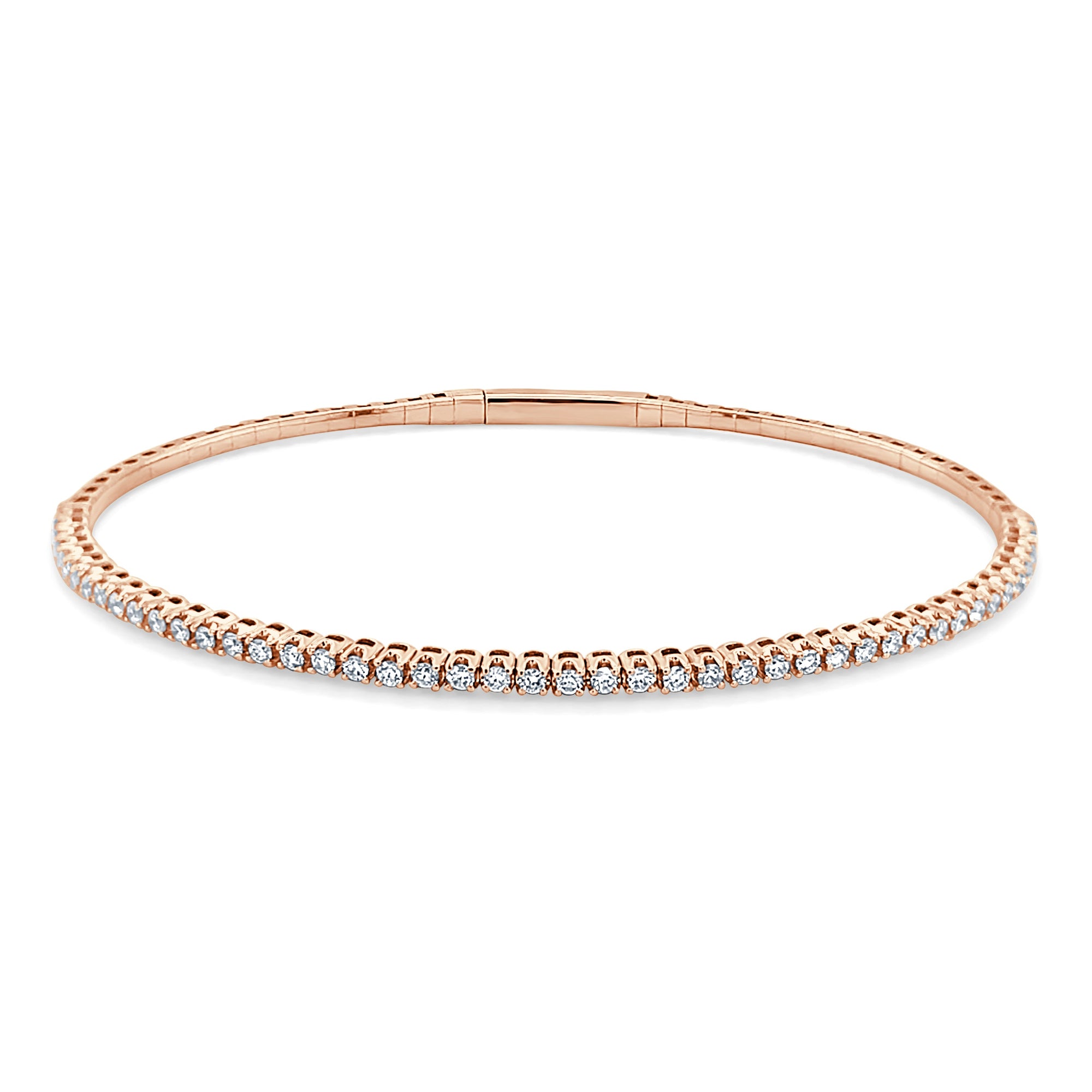 14K Gold Diamond Flexible Bangle - Rose