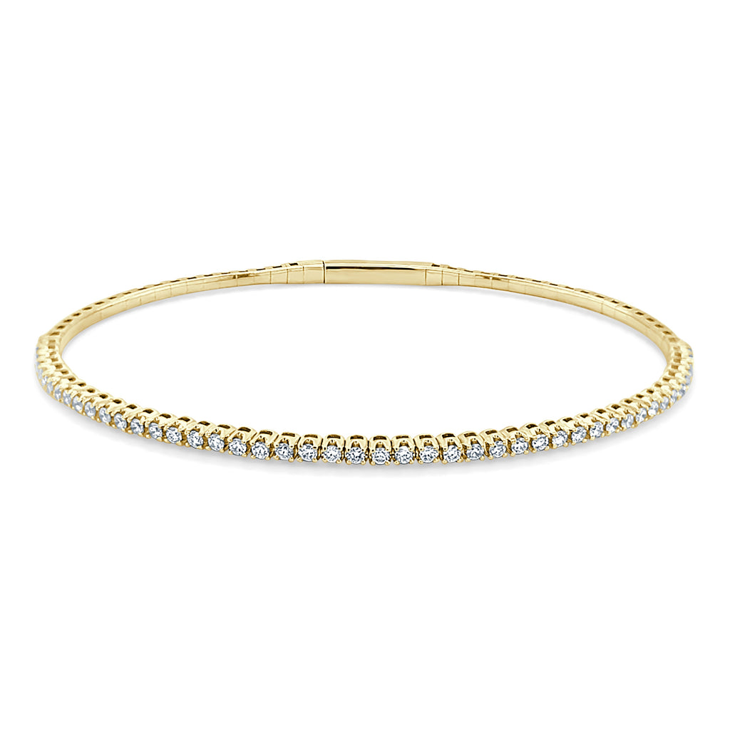14K Gold Diamond Flexible Bangle - Yellow