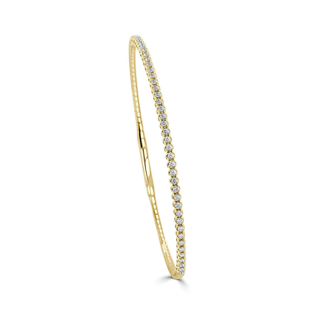 14K Gold Diamond Flexible Bangle - Yellow
