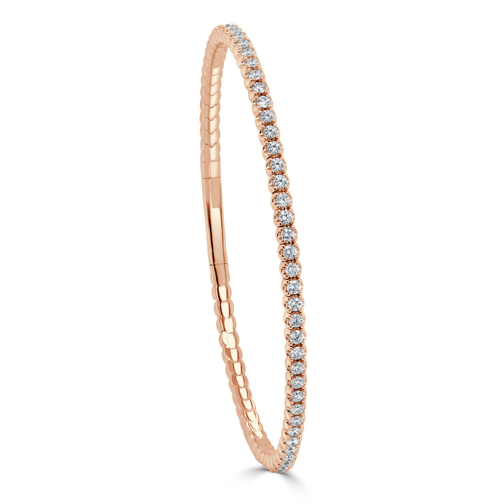 14k Gold & Diamond Flexible Bangle - Rose