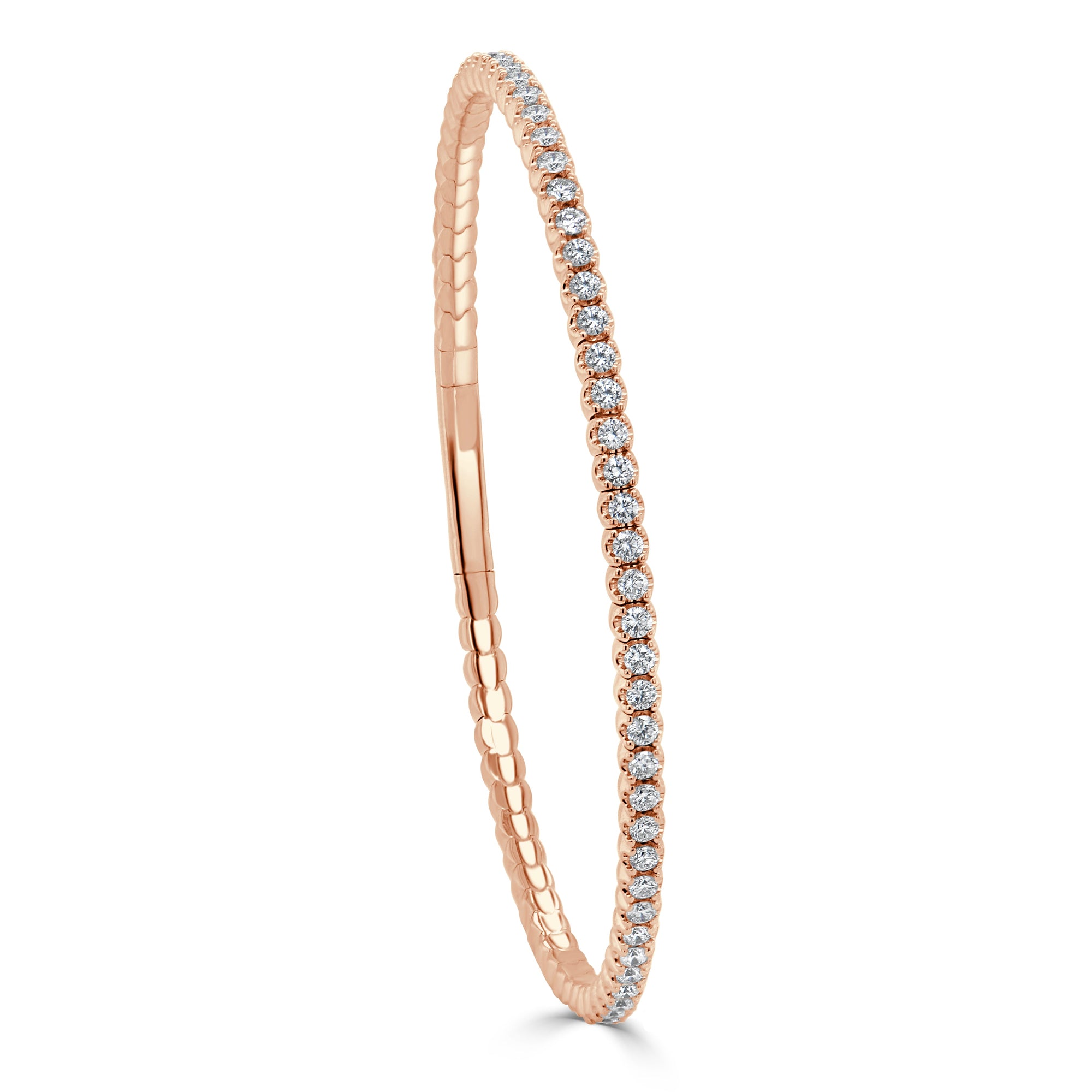14k Gold & Diamond Flexible Bangle - Rose
