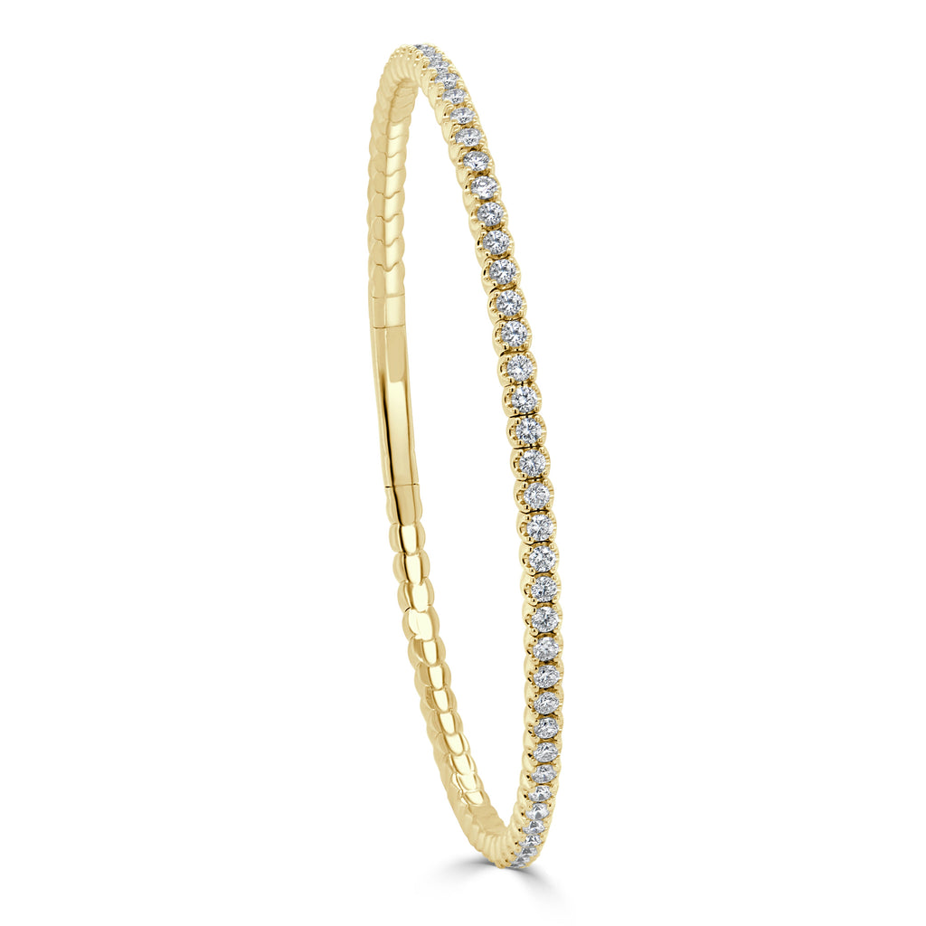 14k Gold & Diamond Flexible Bangle - Yellow
