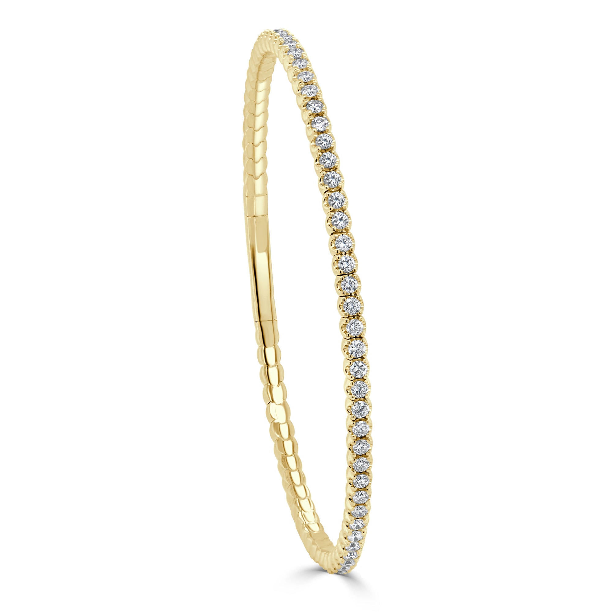 14k Gold & Diamond Flexible Bangle - Yellow