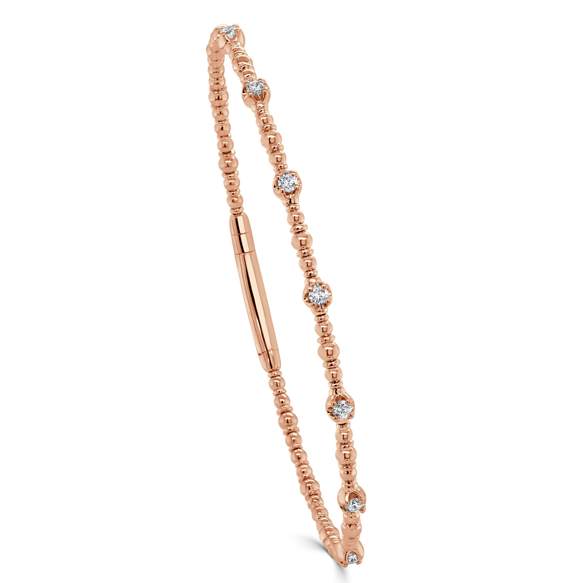 14K Gold Diamond Flexible Bangle - Rose
