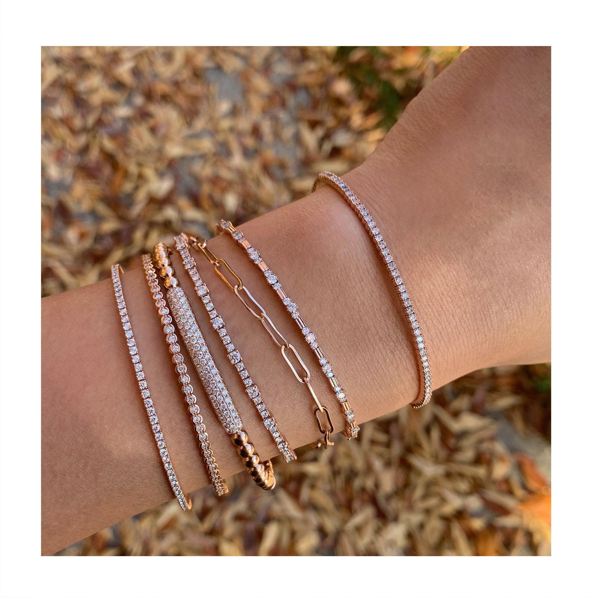 Diamond Station Flexible Bangle, 14K