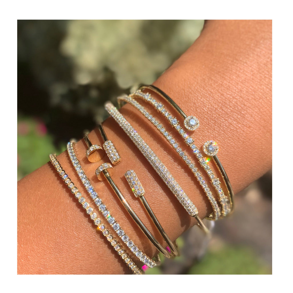 14K Gold Diamond Bangle