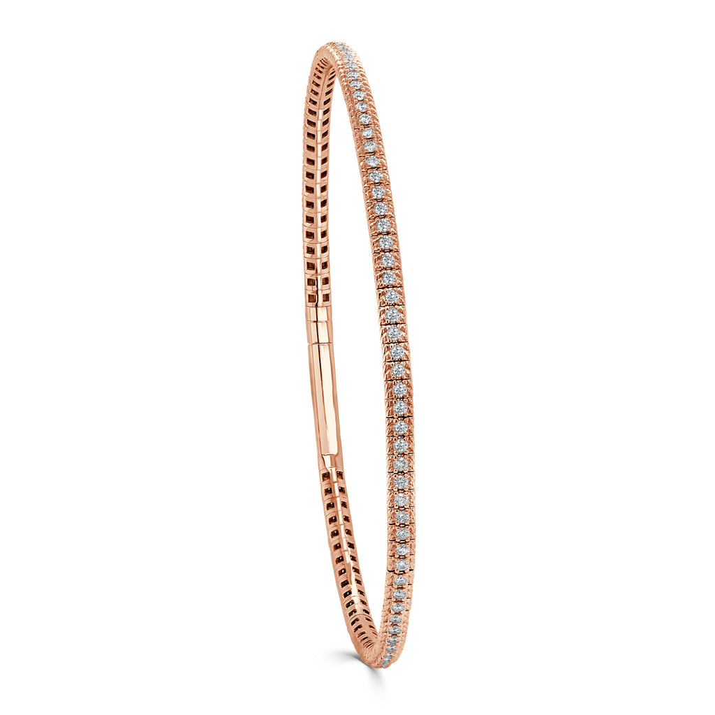 14K Gold Diamond Flexible Bangle – 0.90ct-Rose