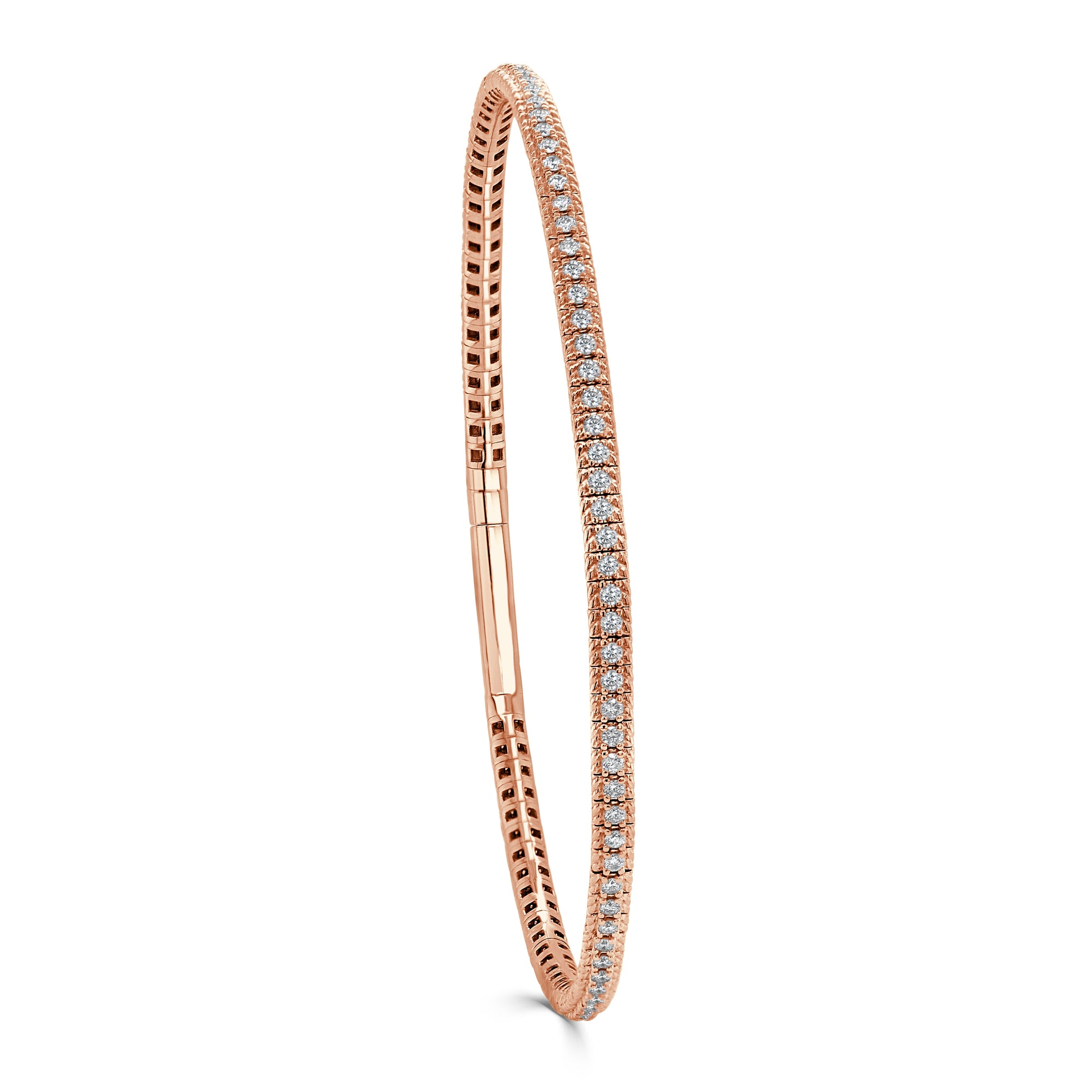 14K Gold Diamond Flexible Bangle – 0.90ct-Rose