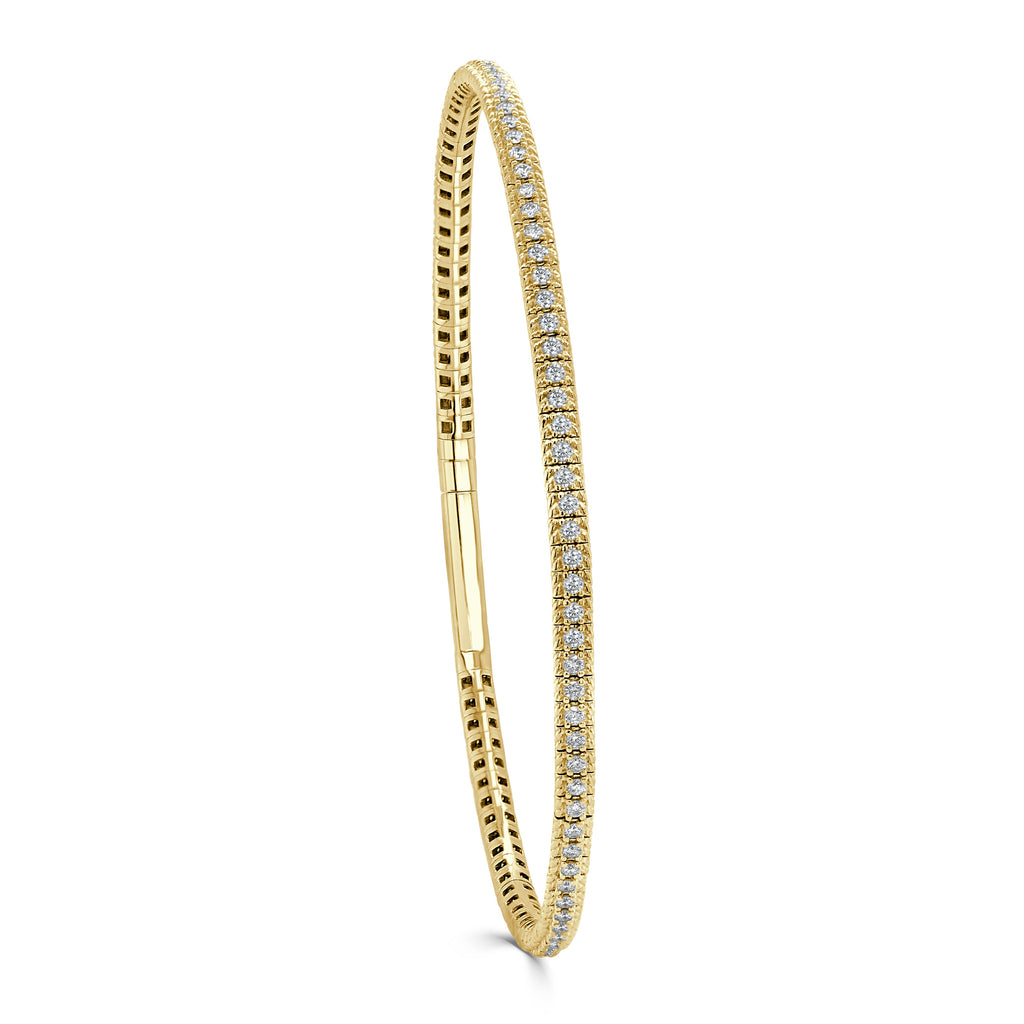 14K Gold Diamond Flexible Bangle – 0.90ct - Gold