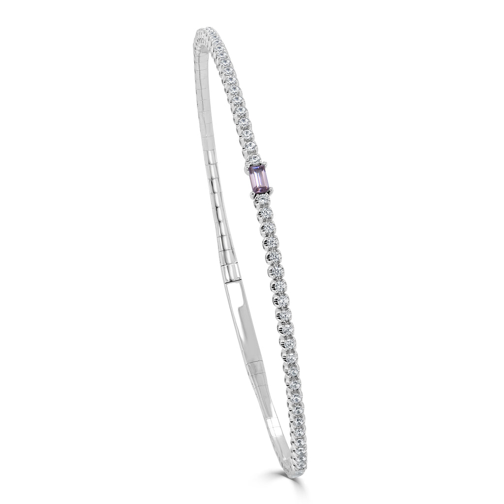 Birthstone & Diamond Flexible Bangle Bracelet, 14K