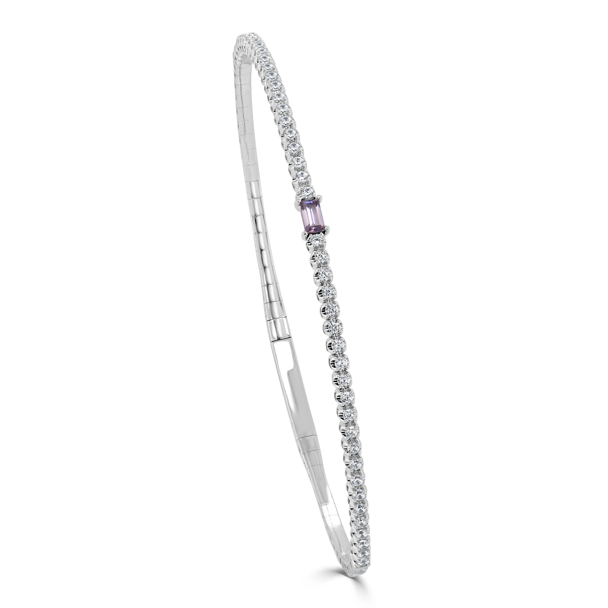 Birthstone & Diamond Flexible Bangle Bracelet, 14K