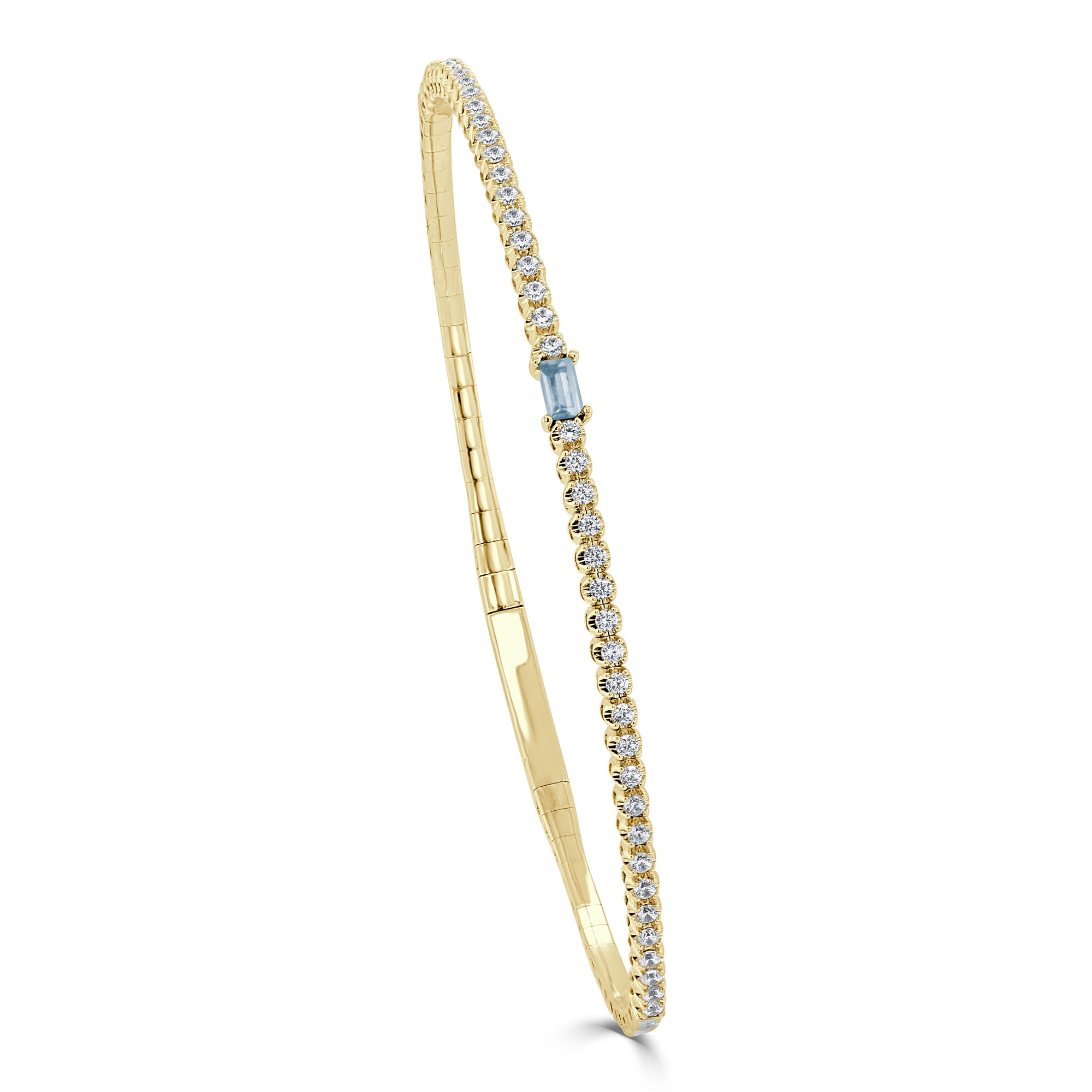 Birthstone & Diamond Flexible Bangle Bracelet, 14K