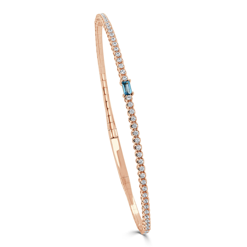 Birthstone & Diamond Flexible Bangle Bracelet, 14K