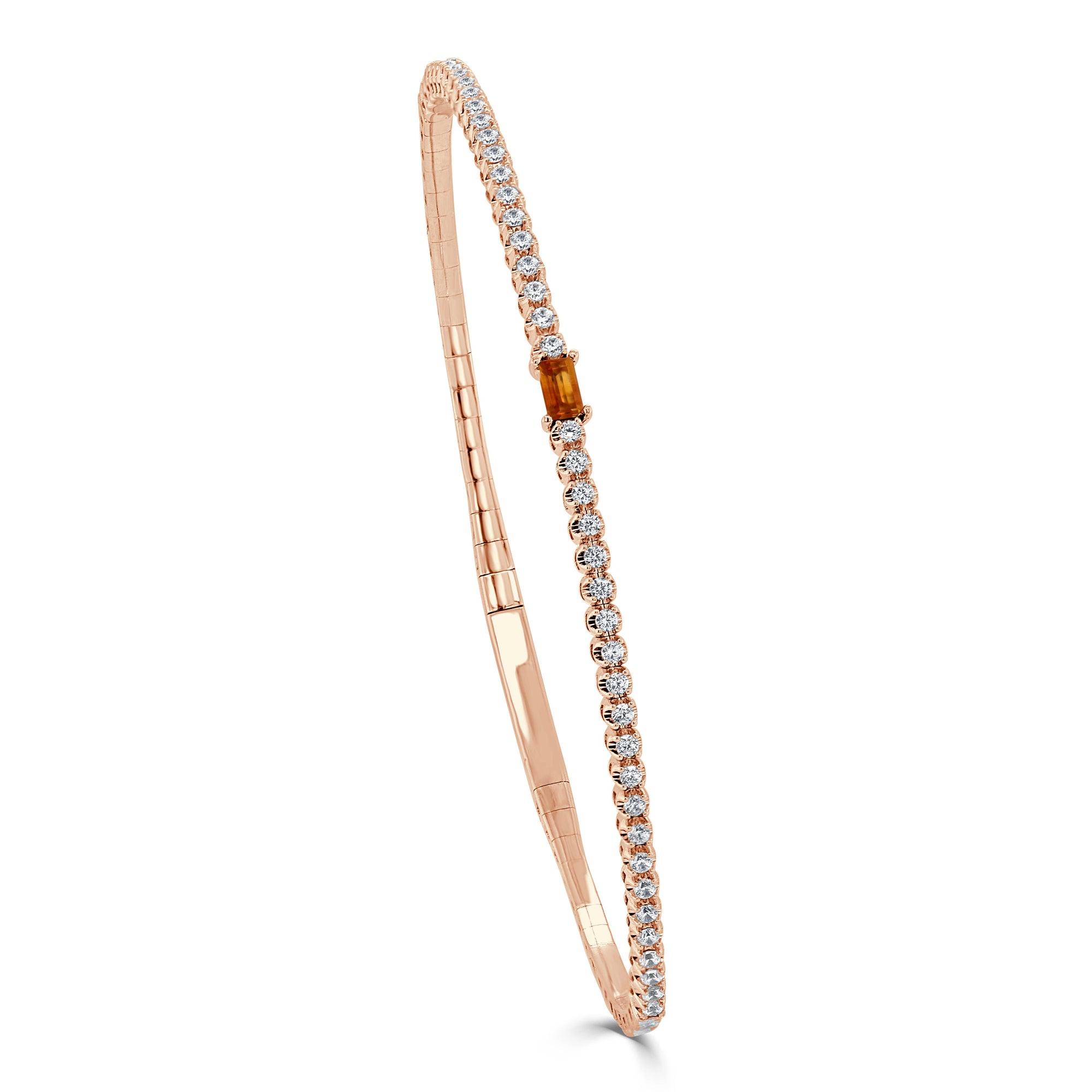 Birthstone & Diamond Flexible Bangle Bracelet, 14K