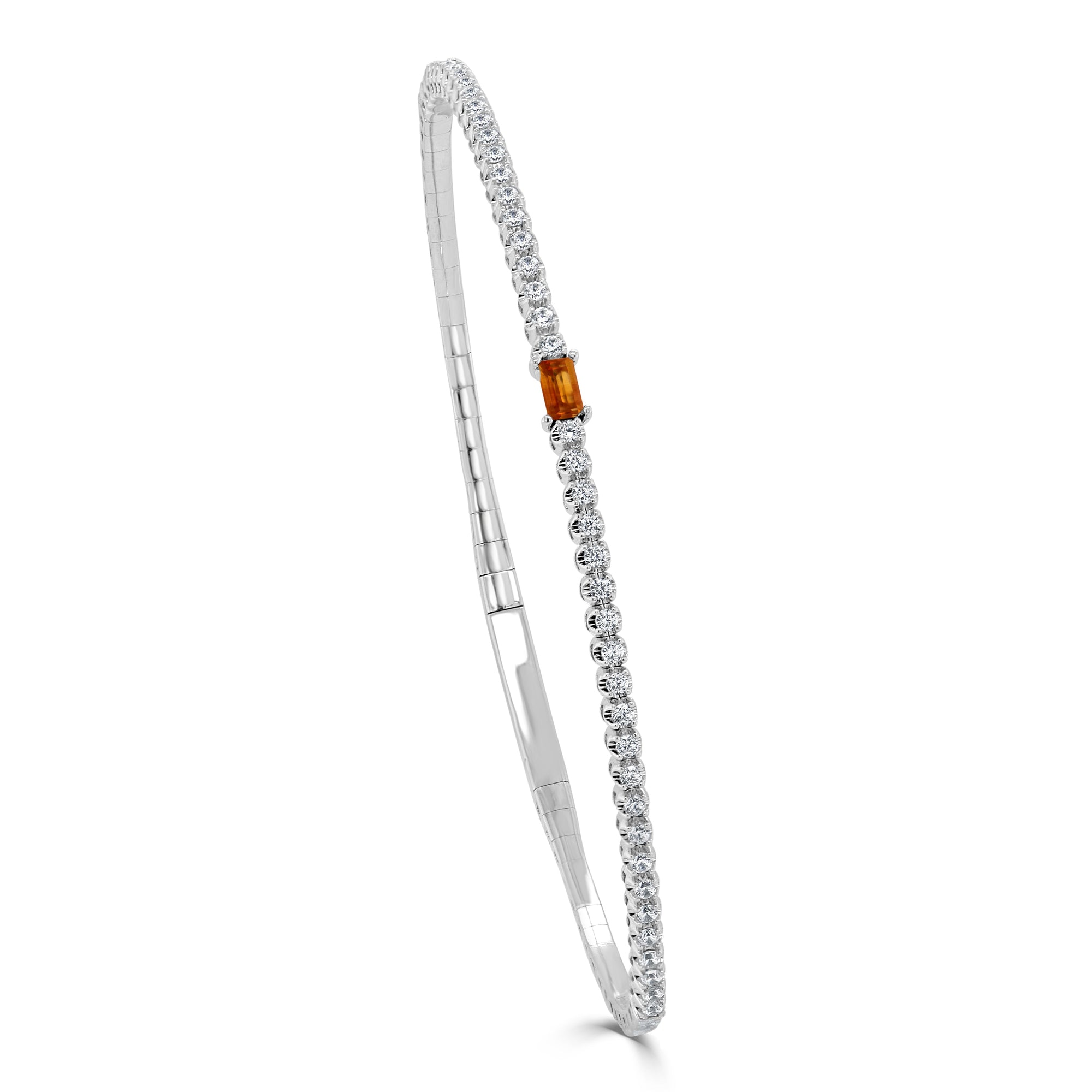 Birthstone & Diamond Flexible Bangle Bracelet, 14K