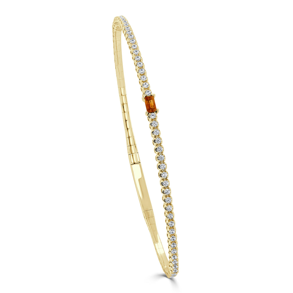 Birthstone & Diamond Flexible Bangle Bracelet, 14K