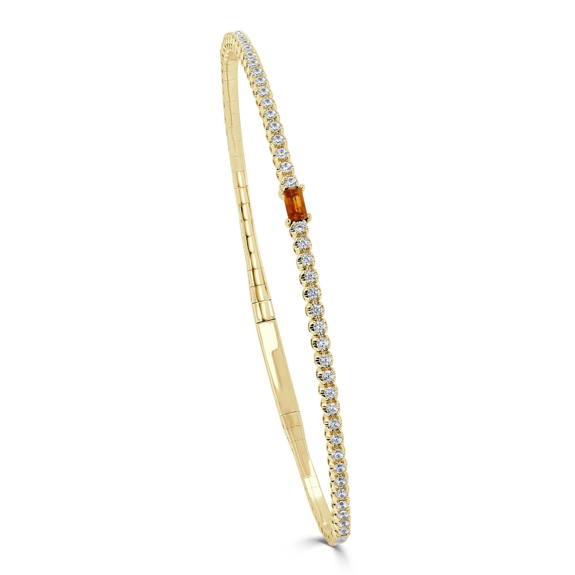 Birthstone & Diamond Flexible Bangle Bracelet, 14K
