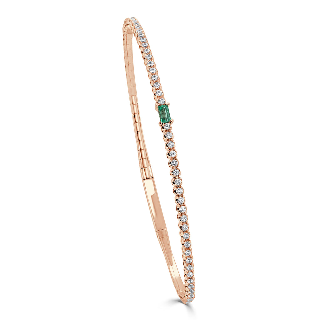 Birthstone & Diamond Flexible Bangle Bracelet, 14K