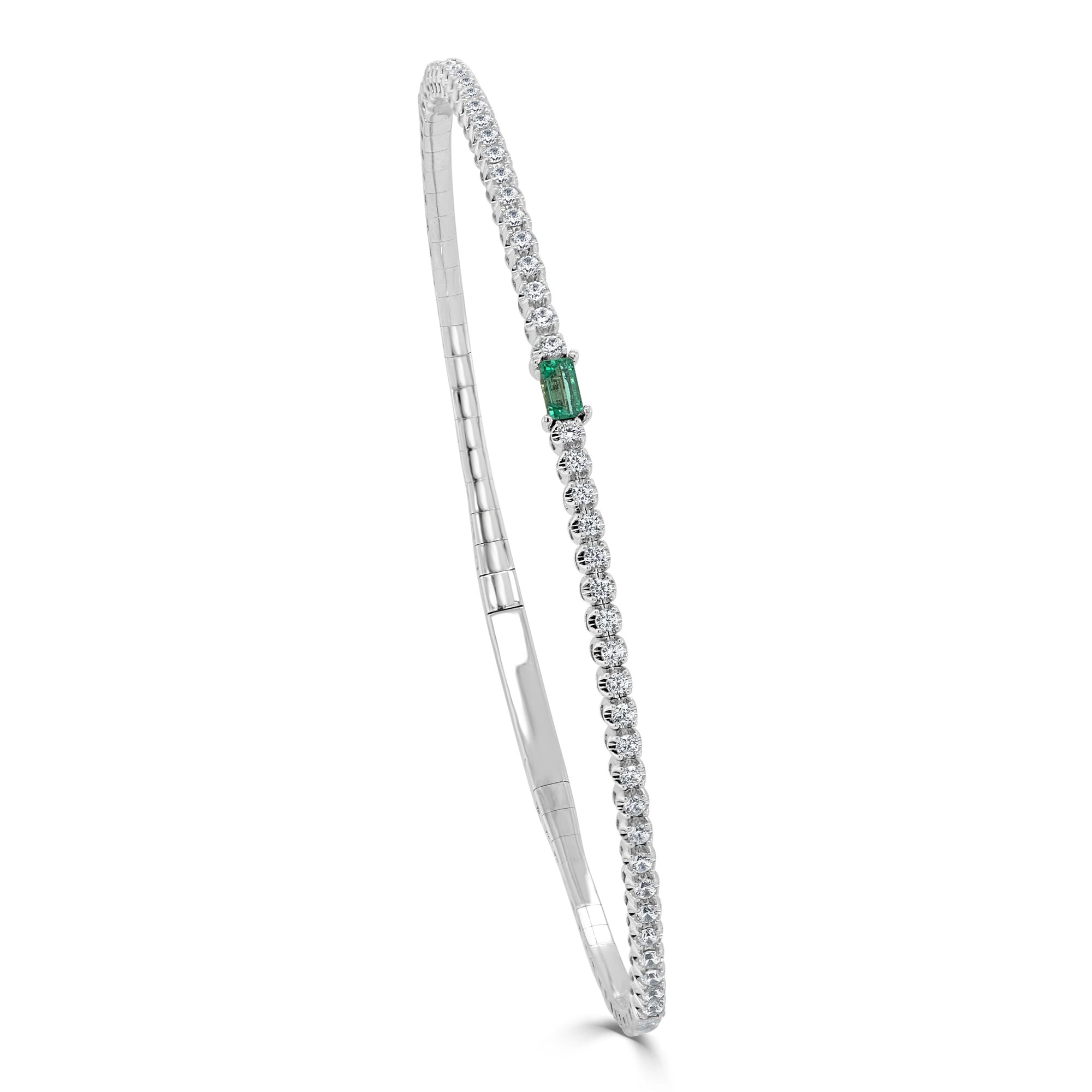 Birthstone & Diamond Flexible Bangle Bracelet, 14K