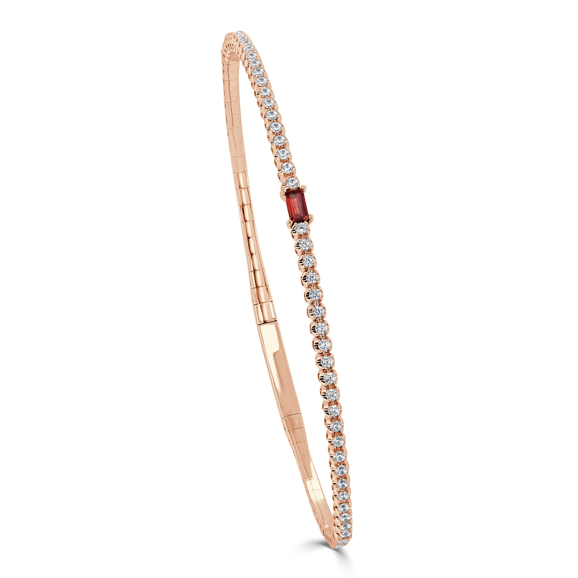 Birthstone & Diamond Flexible Bangle Bracelet, 14K