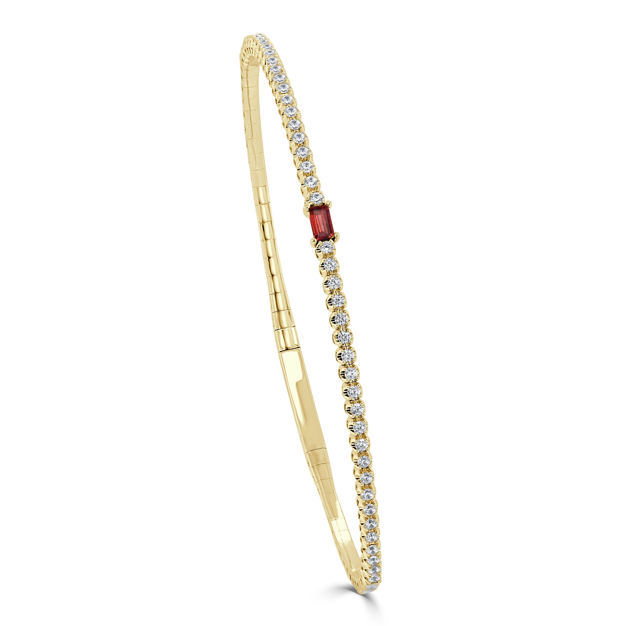 Birthstone & Diamond Flexible Bangle Bracelet, 14K