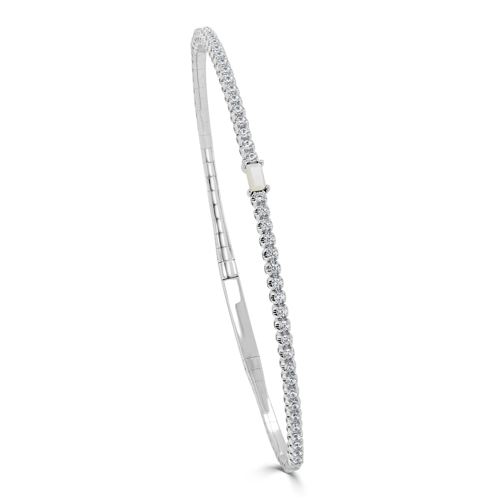 Birthstone & Diamond Flexible Bangle Bracelet, 14K