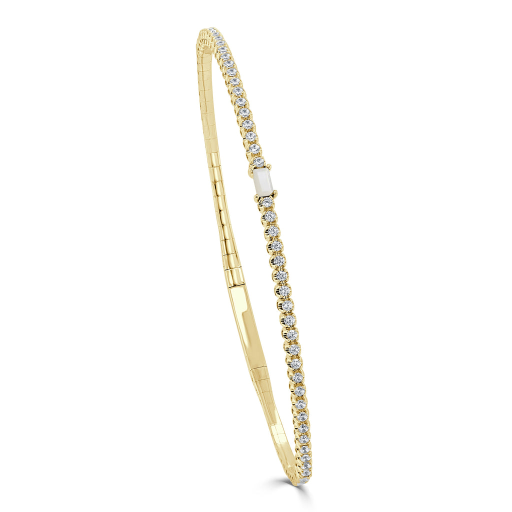 Birthstone & Diamond Flexible Bangle Bracelet, 14K