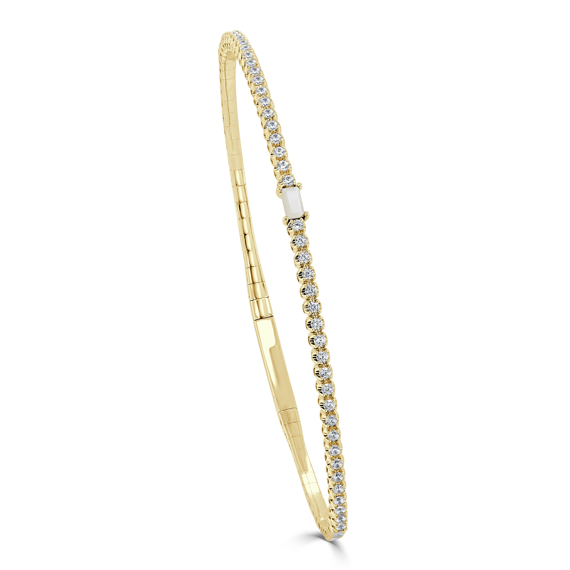 Birthstone & Diamond Flexible Bangle Bracelet, 14K