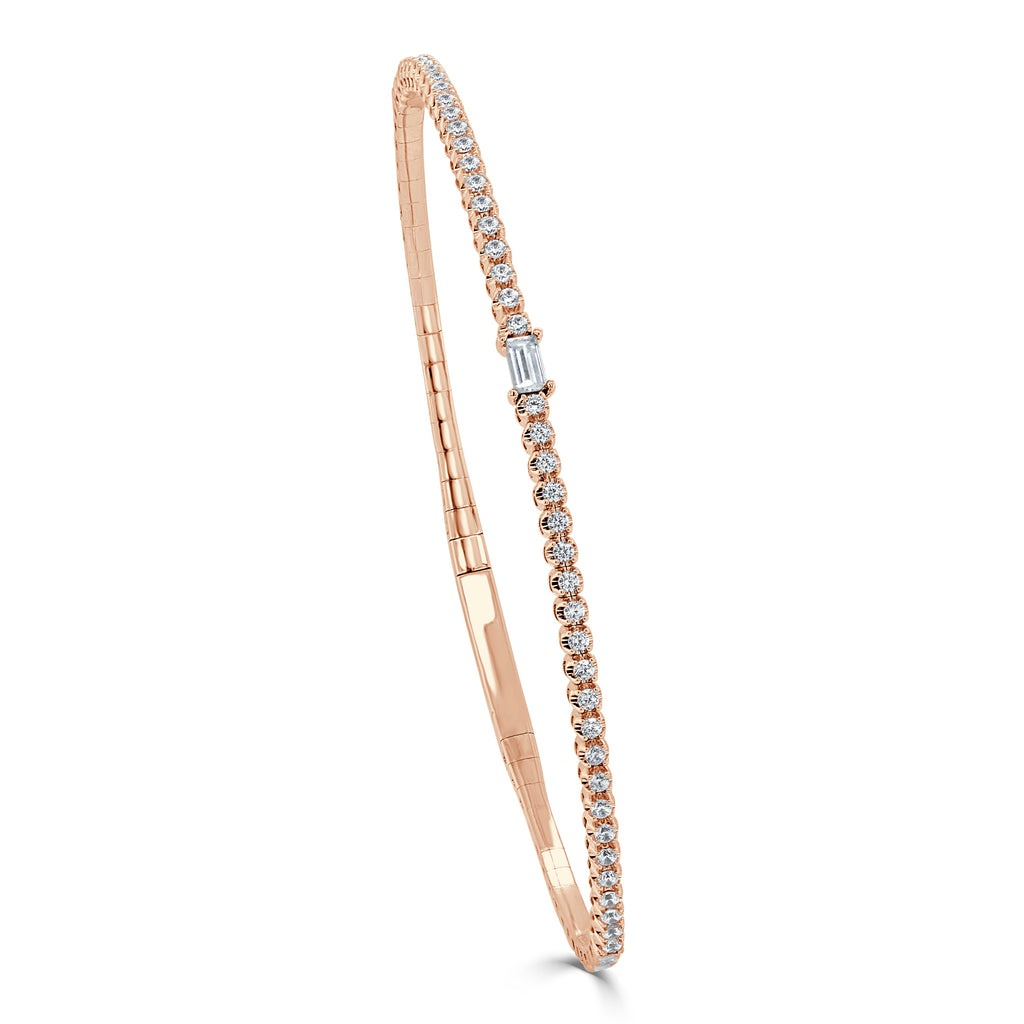 Birthstone & Diamond Flexible Bangle Bracelet, 14K