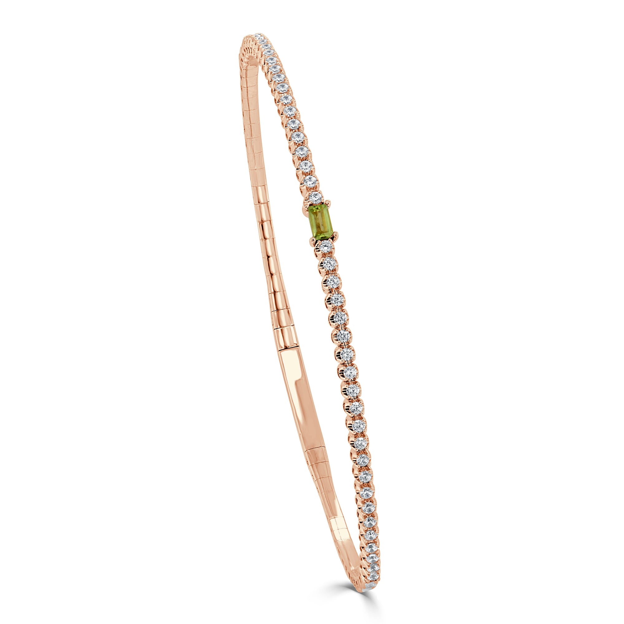 Birthstone & Diamond Flexible Bangle Bracelet, 14K