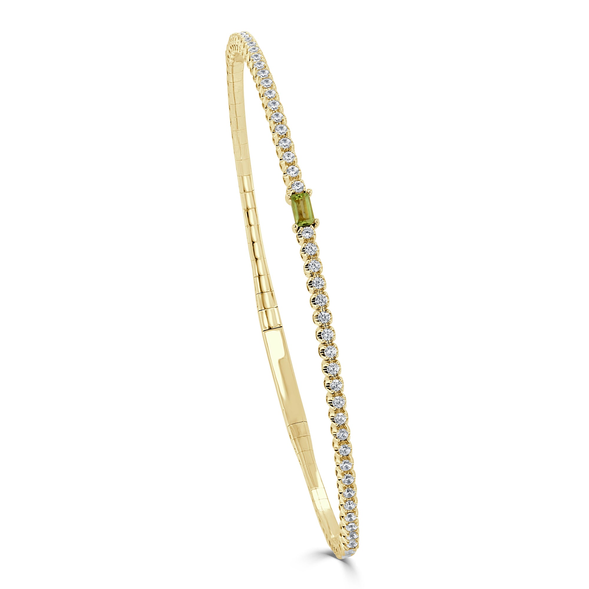 Birthstone & Diamond Flexible Bangle Bracelet, 14K