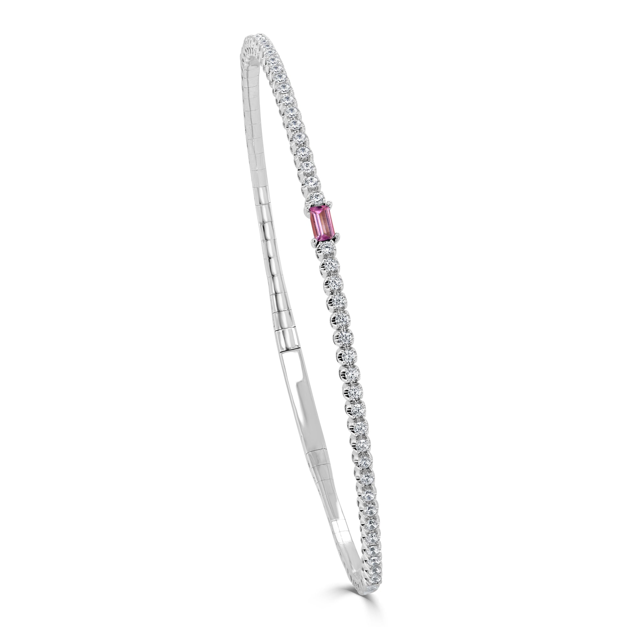 Birthstone & Diamond Flexible Bangle Bracelet, 14K