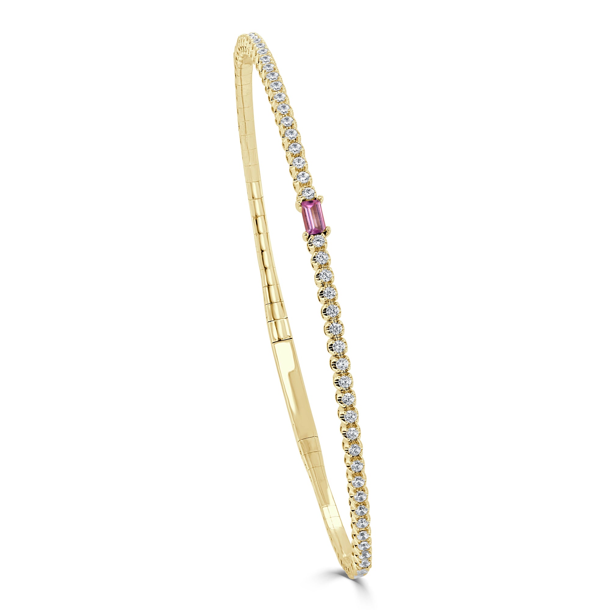 Birthstone & Diamond Flexible Bangle Bracelet, 14K