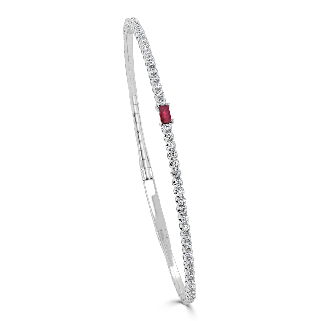 Birthstone & Diamond Flexible Bangle Bracelet, 14K