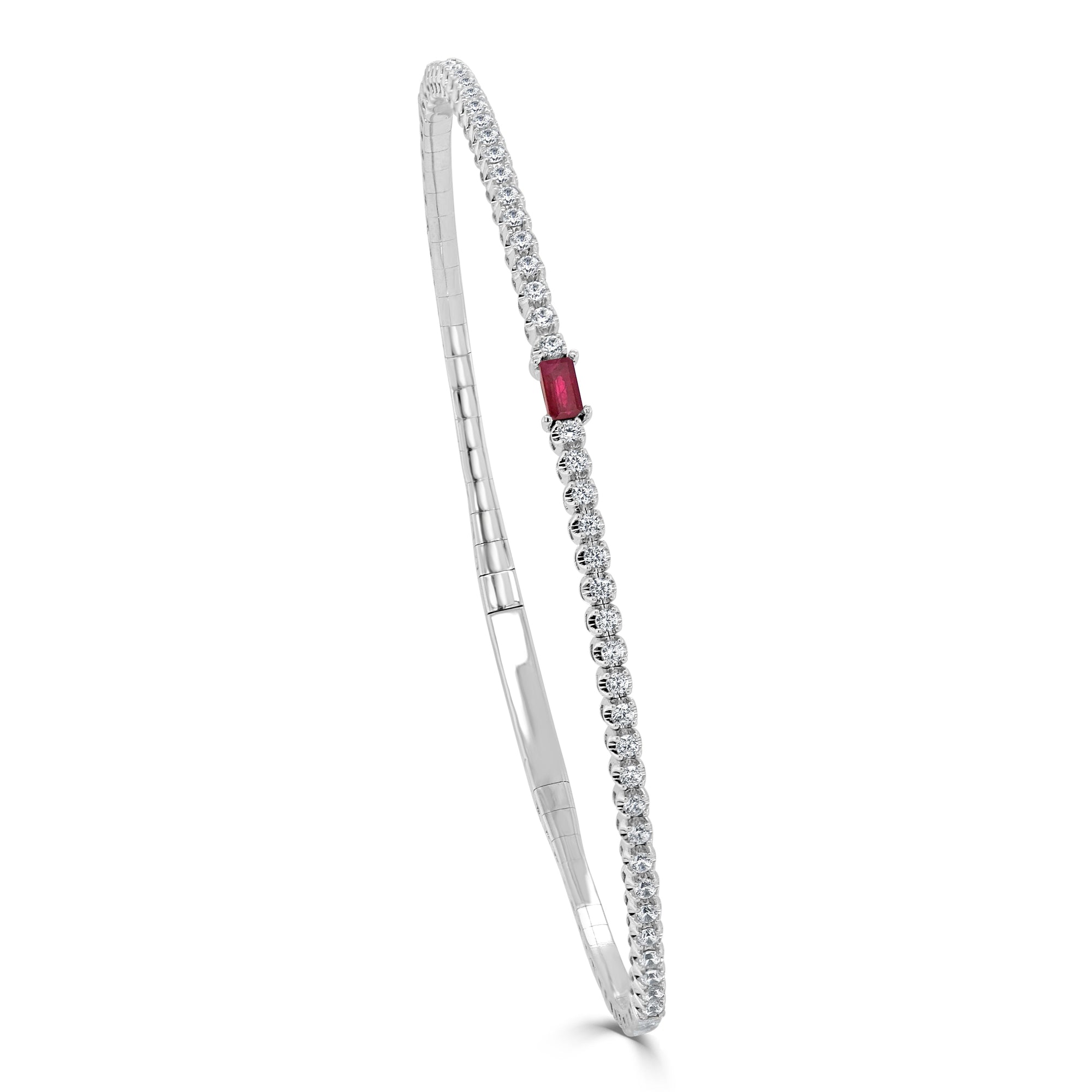 Birthstone & Diamond Flexible Bangle Bracelet, 14K