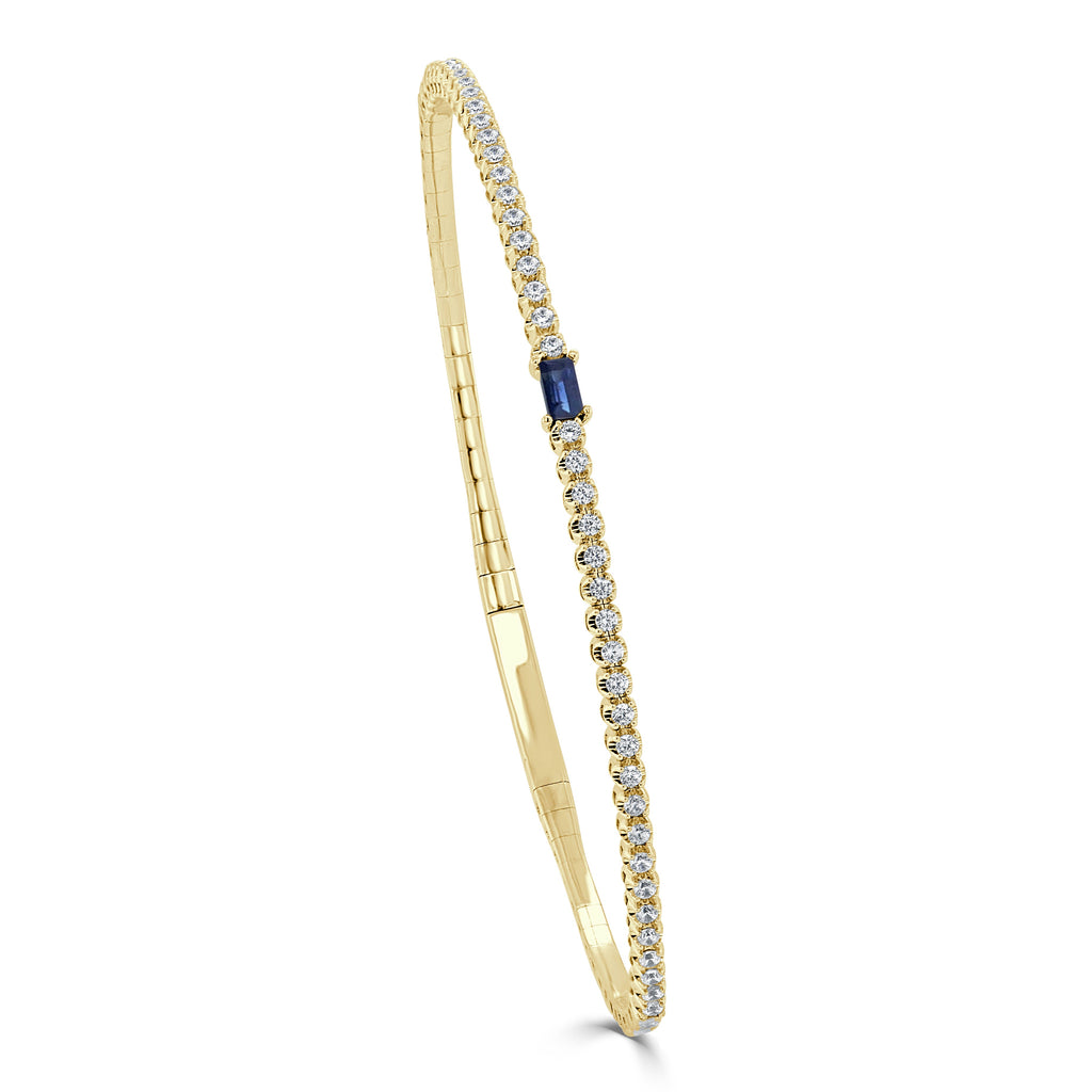 Birthstone & Diamond Flexible Bangle Bracelet, 14K