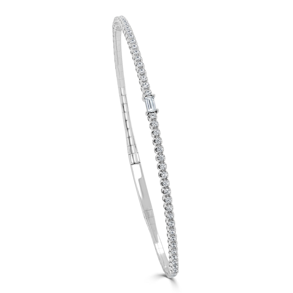 Birthstone & Diamond Flexible Bangle Bracelet, 14K