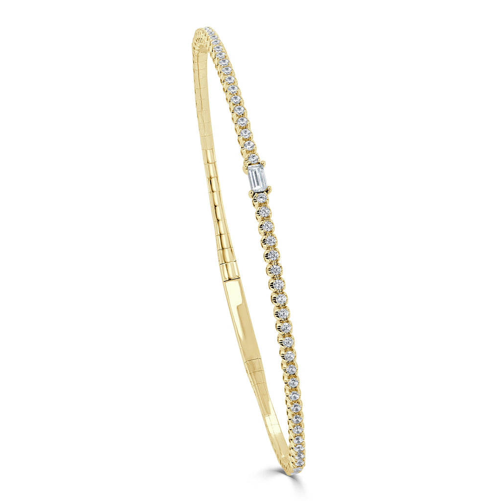 Birthstone & Diamond Flexible Bangle Bracelet, 14K
