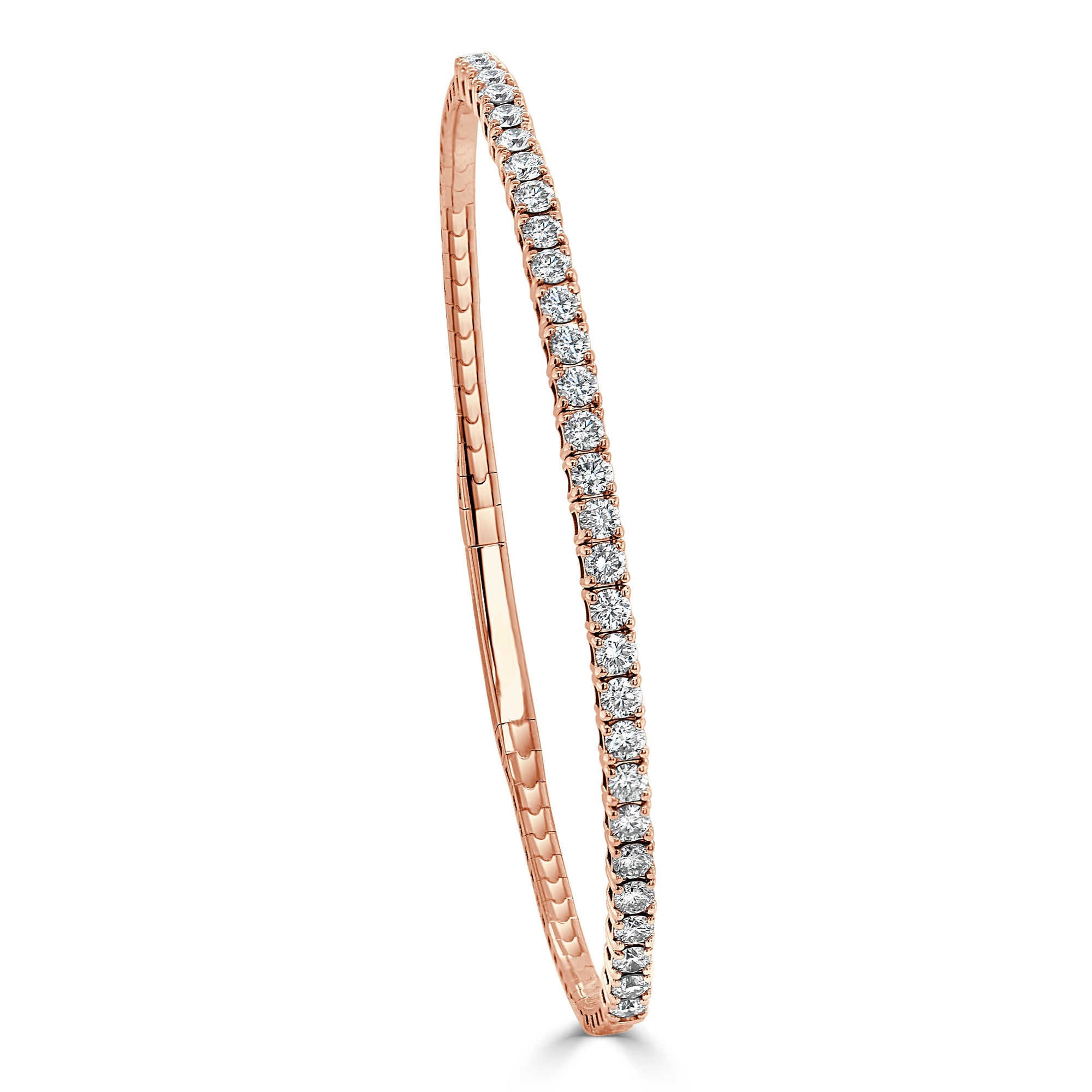 14k Gold & Diamond Flexible Bangle - Rose