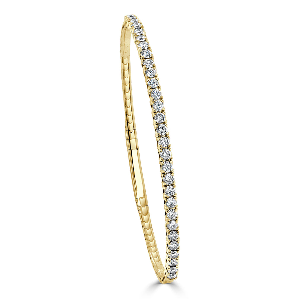14k Gold & Diamond Flexible Bangle - Yellow