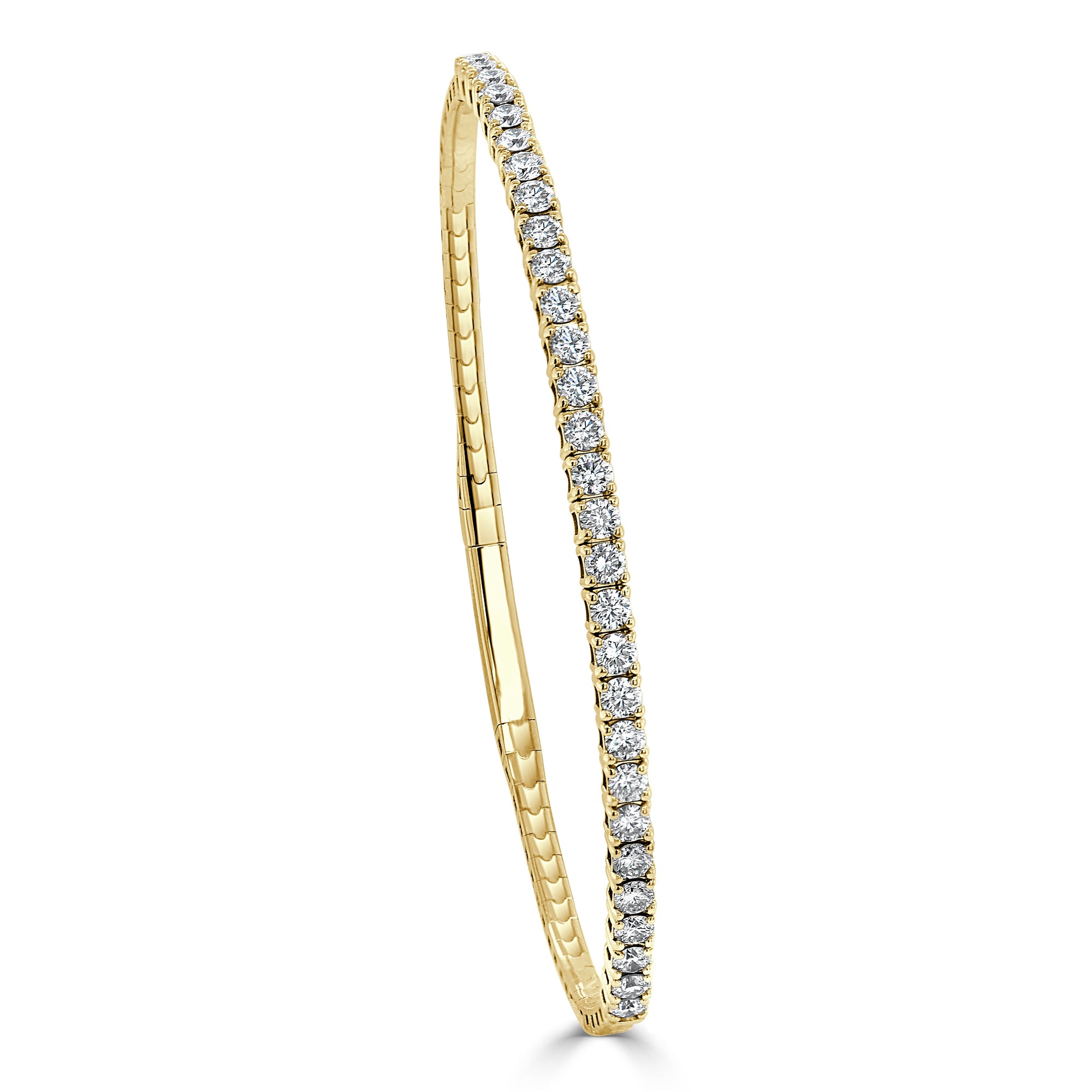 14k Gold & Diamond Flexible Bangle - Yellow