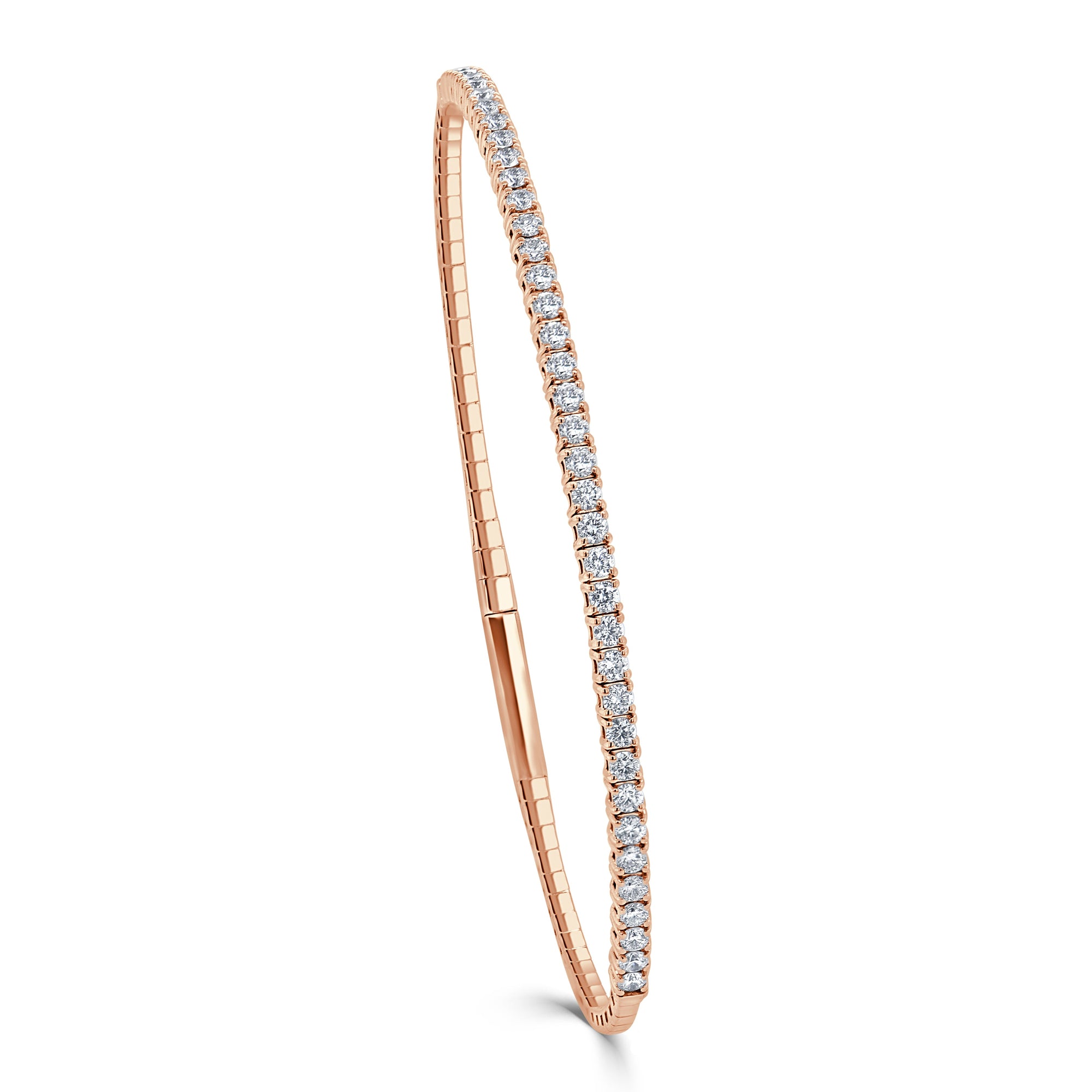 14K Gold Diamond Flexible Bangle - Rose