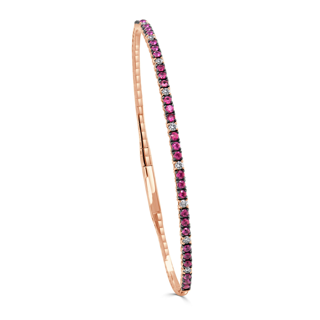 Ruby and Diamond Flexible Bangle, 14K
