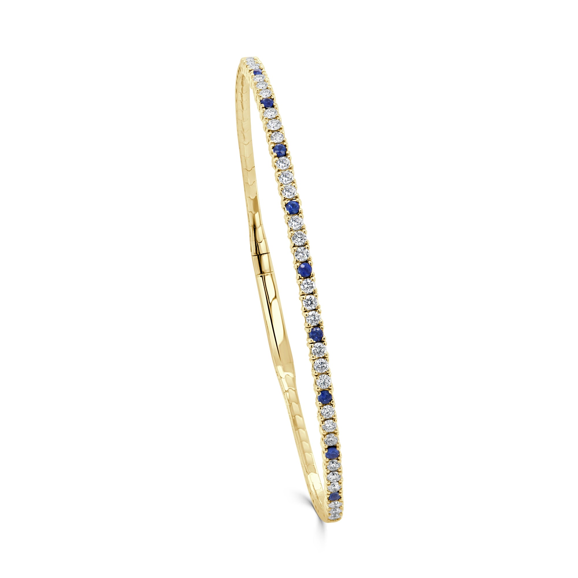 14K Gold Diamond & Sapphire Flexible Bangle - Yellow