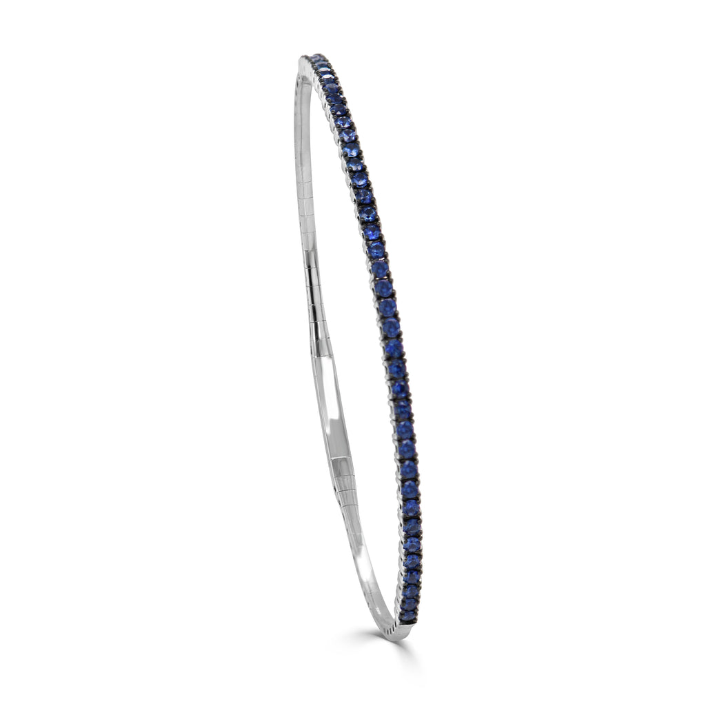 14K Gold Sapphire Flexible Bangle – 1.23ct
