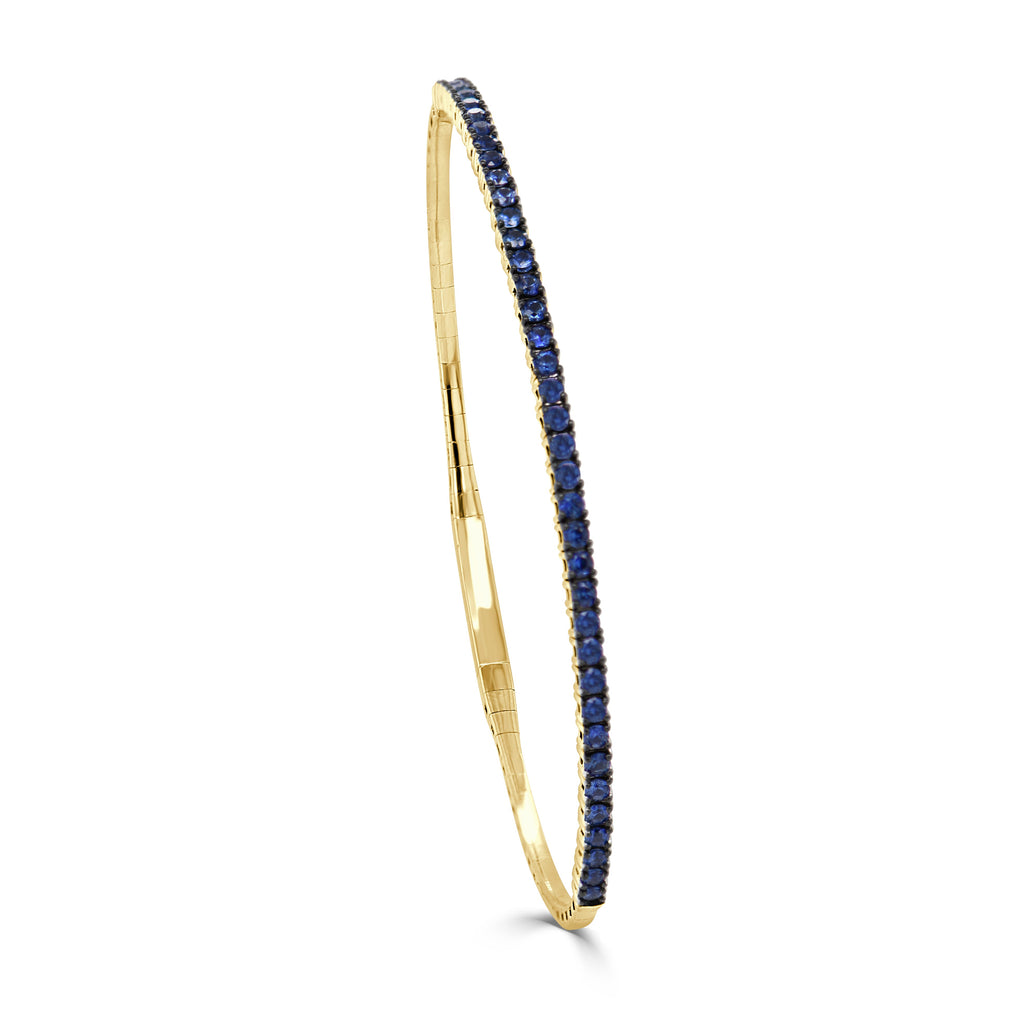 14K Gold Sapphire Flexible Bangle – 1.23ct - Gold