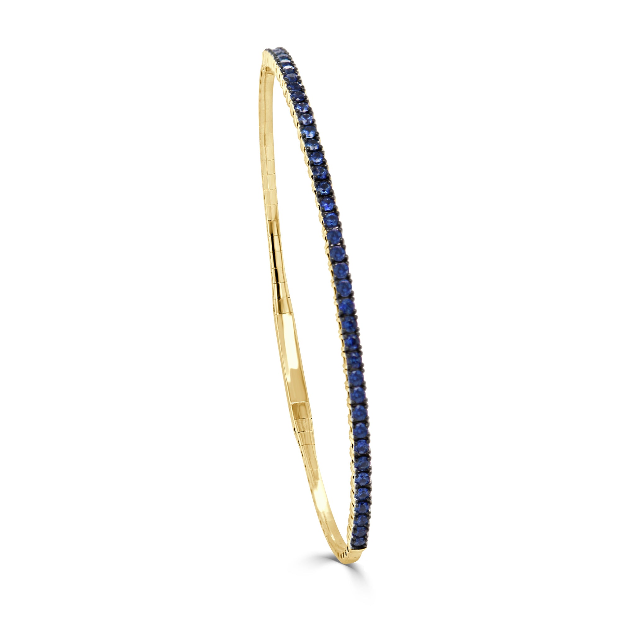 14K Gold Sapphire Flexible Bangle – 1.23ct - Gold